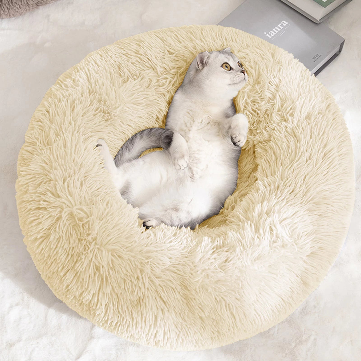 Calming Donut Dog Bed – Self-Warming Anti-Anxiety Plush Bed for Dogs & Cats MJ's Pet Closet