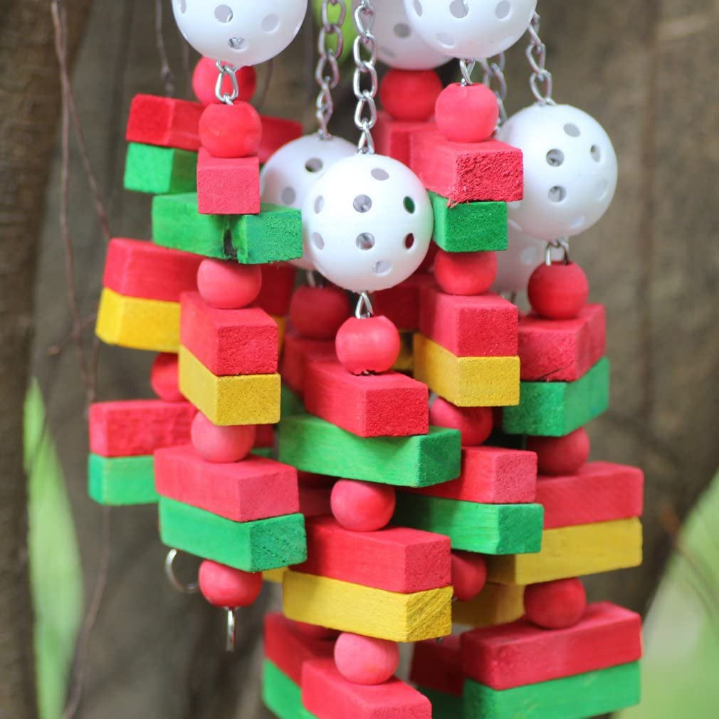 Kintor Large Parrot Chewing Toy – 22" Colorful Wood Block Cage Toy for Macaws, Cockatoos, African Grey & Amazon Parrots MJ's Pet Closet