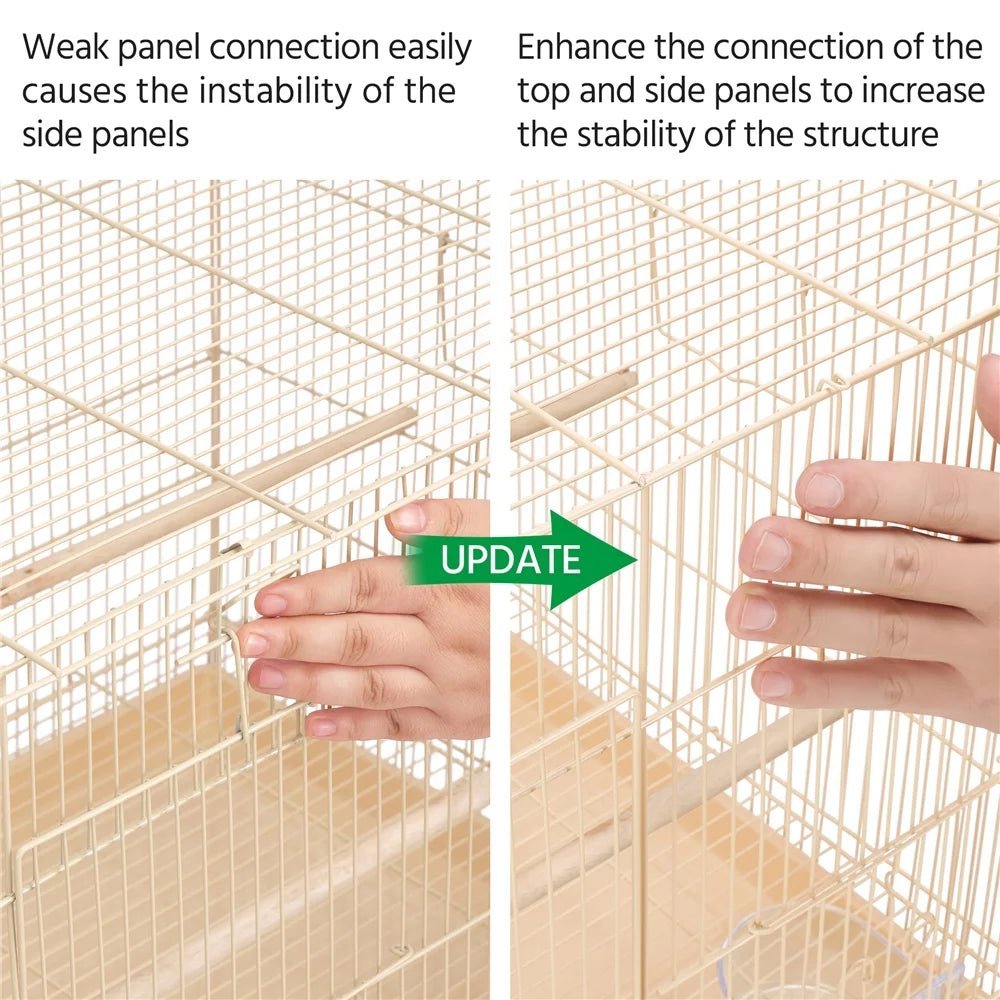 Alden Design 30" Flight Cage with Slide-Out Tray & Wood Perches – Almond MJ's Pet Closet
