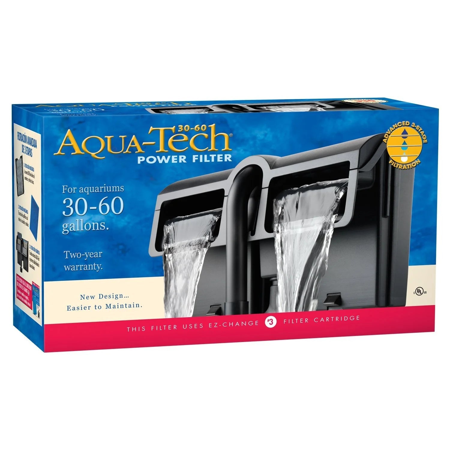 Aqua-Tech power filter packaging for aquariums 30-60 gallons on a white background