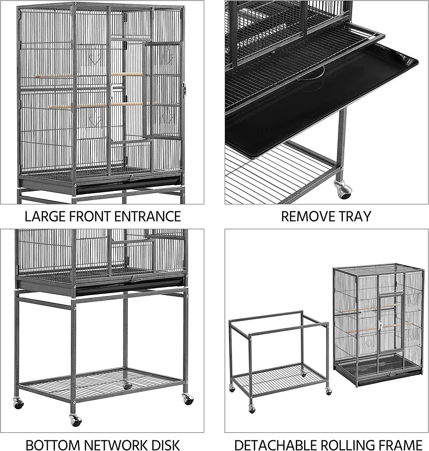 54-Inch Wrought Iron Standing for Large Parrot