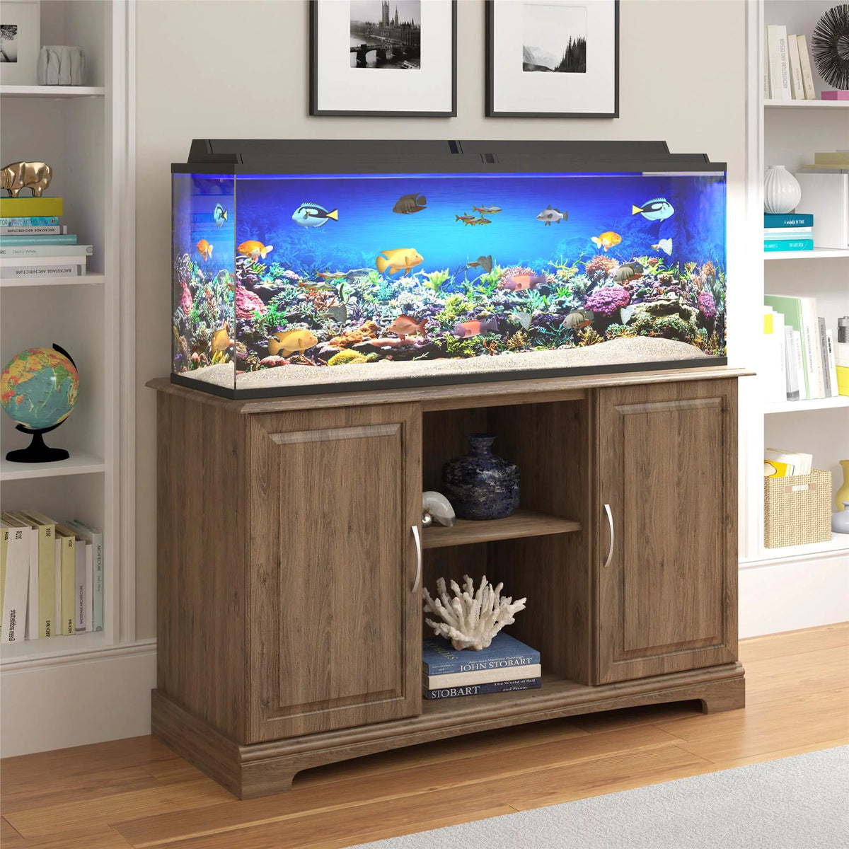 Ameriwood Home Alta Vista Aquarium Stand for 50–75 Gallon Tanks – Rustic Oak MJ's Pet Closet