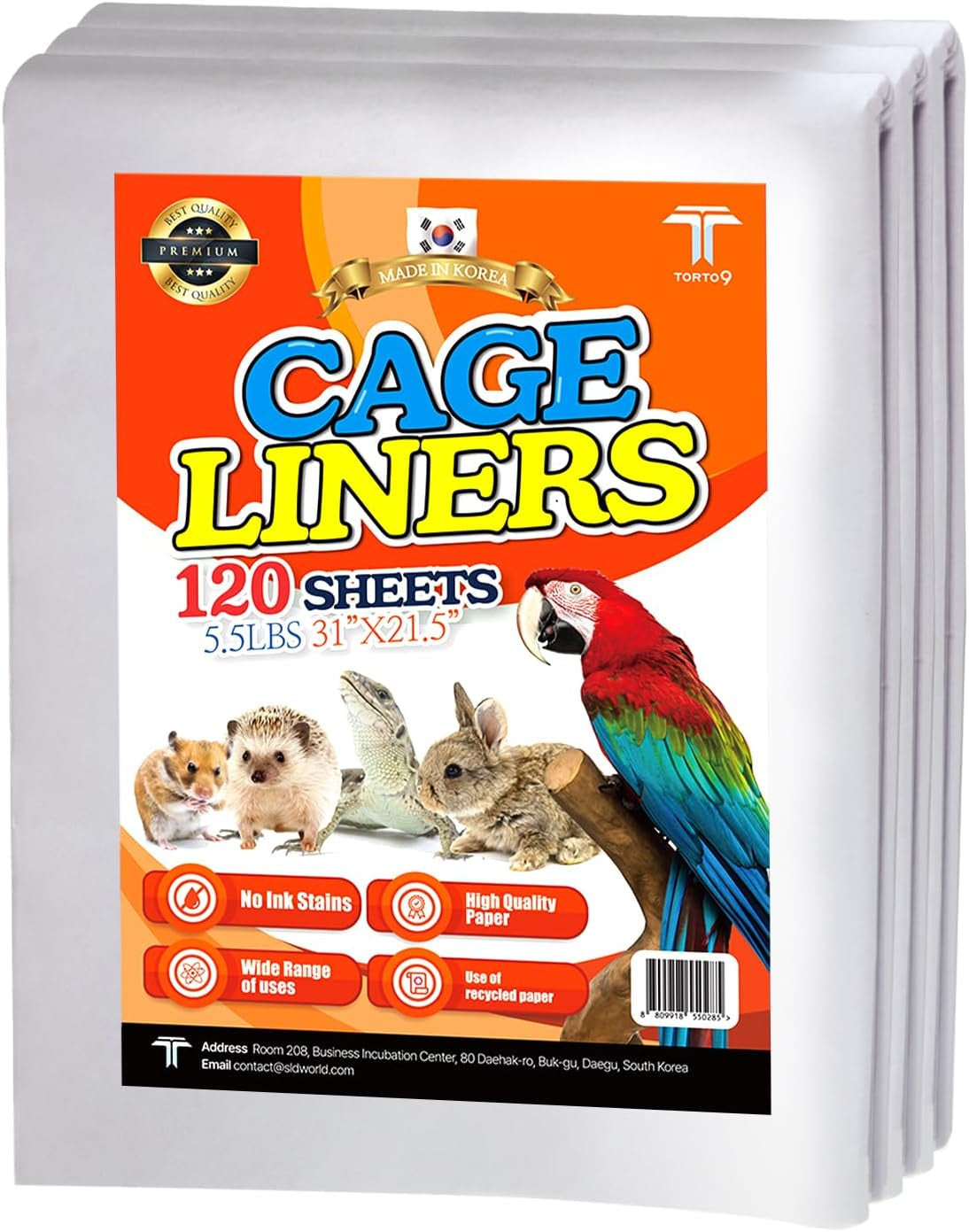 Bird Cage Liner Sheets Acid Free Non Toxic Paper Bedding 120Ct Wags & Whiskers Pet Supply