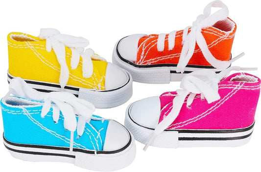 Set of colorful high-top sneakers on a white background