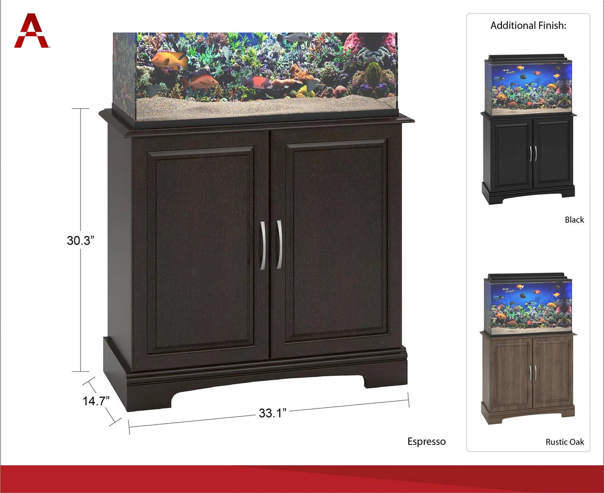 Ameriwood Home Alta Vista Aquarium Stand – Fits 29 to 37 Gallon Tanks, Up to 450 lbs | Medium Brown Woodgrain MJ's Pet Closet