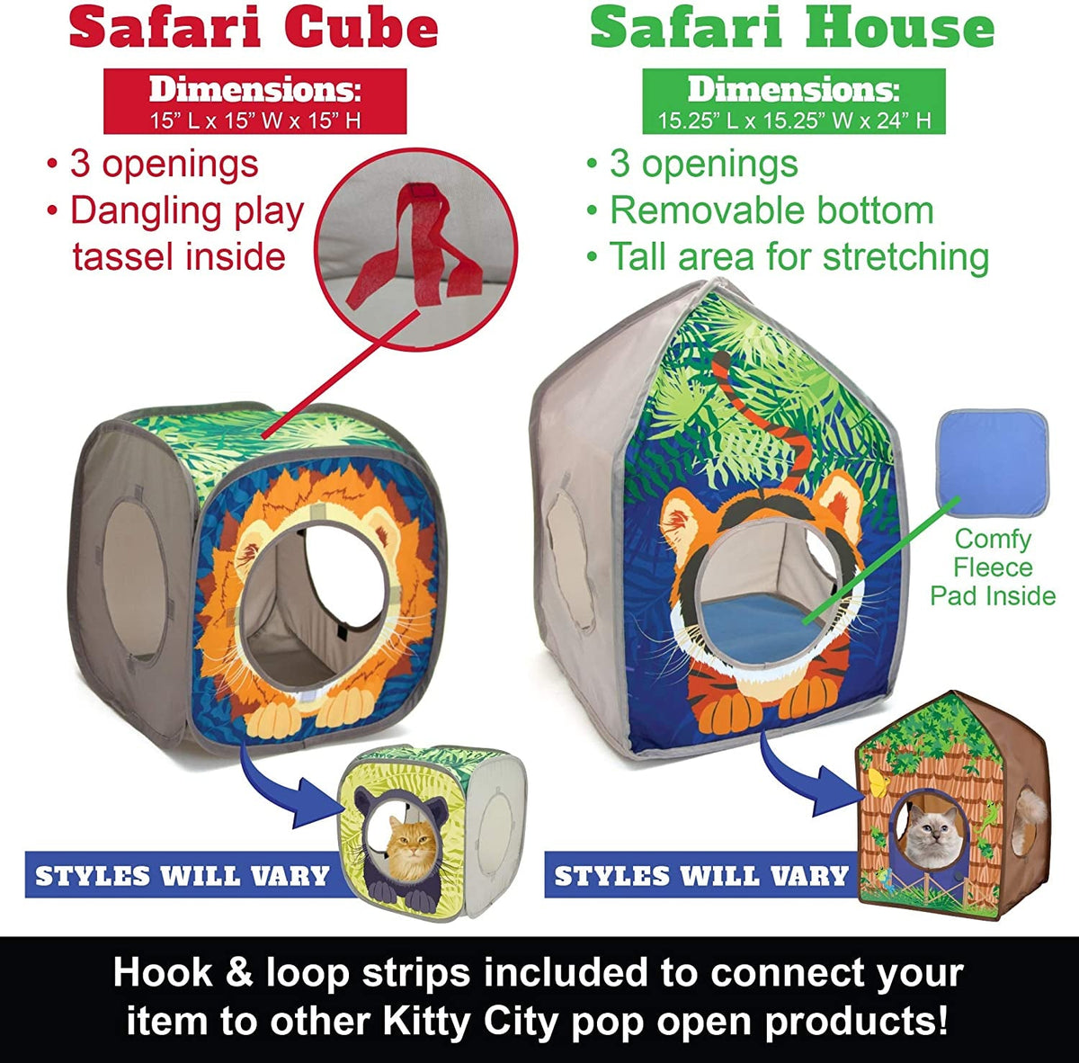 Kitty City Pop-Up Collapsible Cat Cube – Fun Play & Lounge Hideout with 3 Openings MJ's Pet Closet