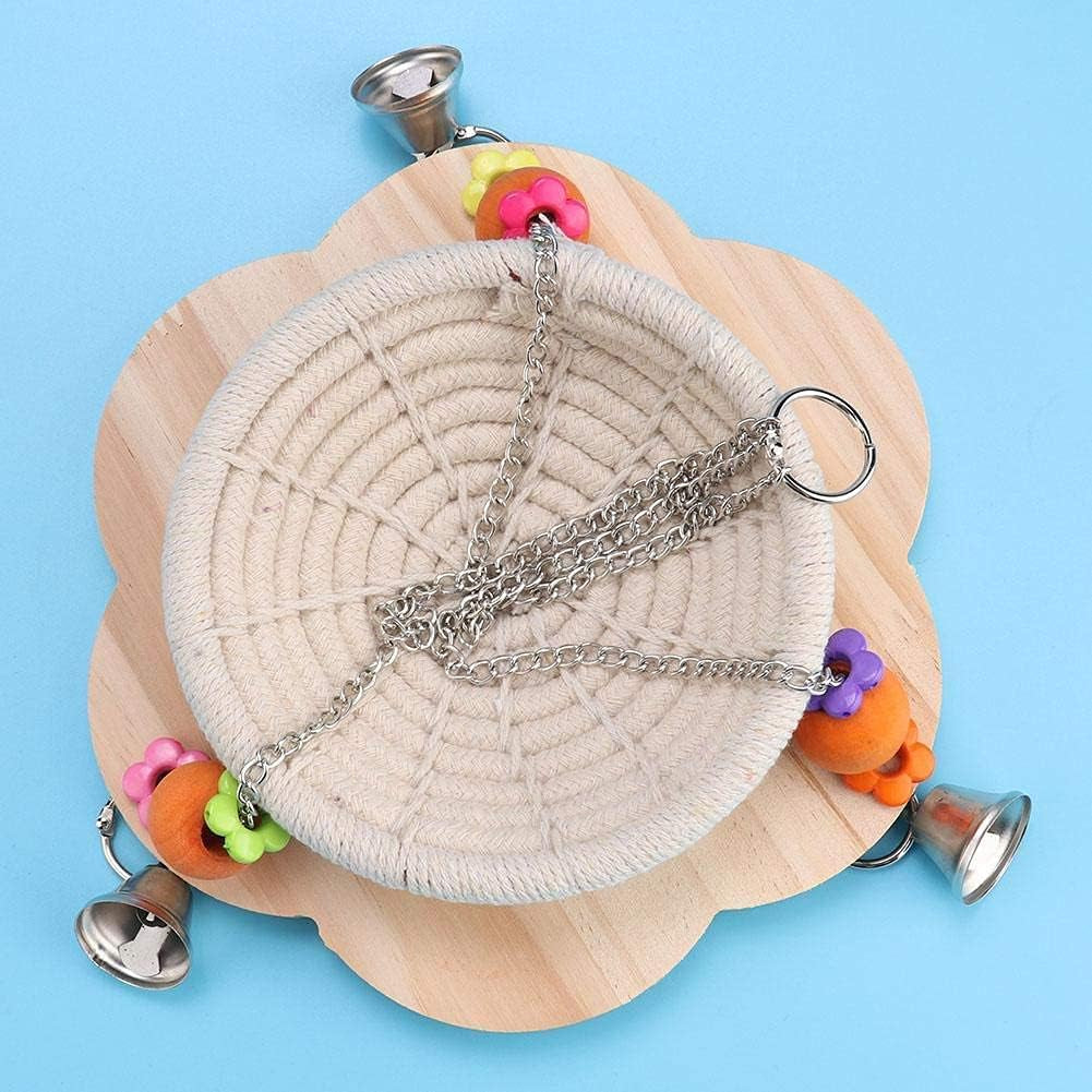 Bird Nest Swing Hammock with Bells & Beads – Cotton or Hemp Rope MJ's Pet Closet