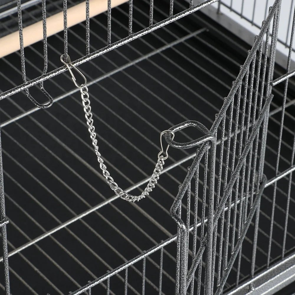 Yaheetech 52"H Rolling Metal Bird Cage | 3 Wood Perches, 4 Feeders & Storage Shelf | Small to Medium Birds | Black MJ's Pet Closet