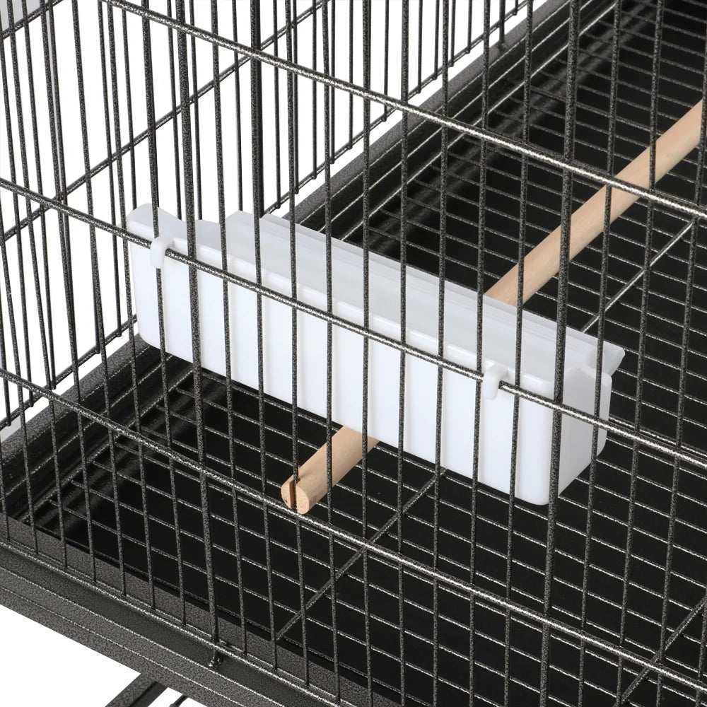 Yaheetech 52"H Rolling Metal Bird Cage | 3 Wood Perches, 4 Feeders & Storage Shelf | Small to Medium Birds | Black MJ's Pet Closet