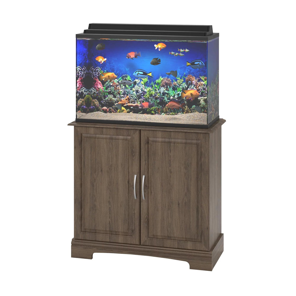 Ameriwood Home Alta Vista Aquarium Stand – Fits 29 to 37 Gallon Tanks, Up to 450 lbs | Medium Brown Woodgrain MJ's Pet Closet