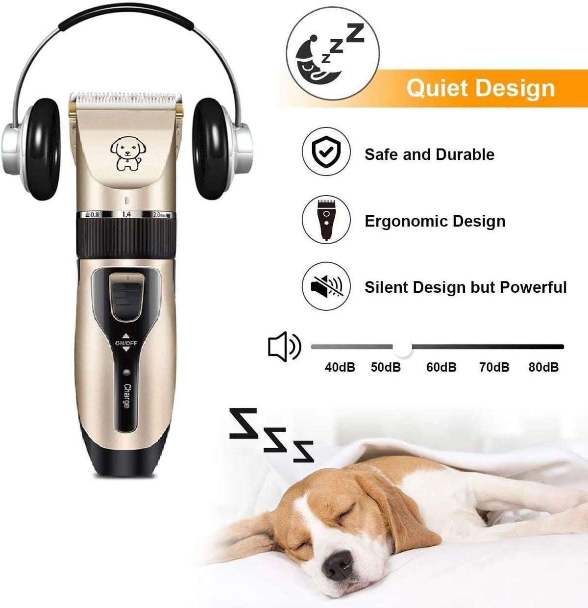 Cordless Rechargeable Dog Clippers – Low Noise Pet Grooming Kit with Hair Trimmer, Comb & Scissors for Dogs & Cats MJ's Pet Closet