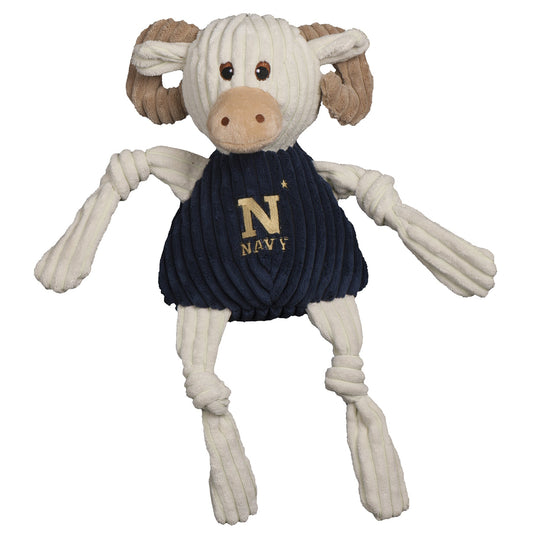 Toy figure of a bull with 'Navy' branding on a white background