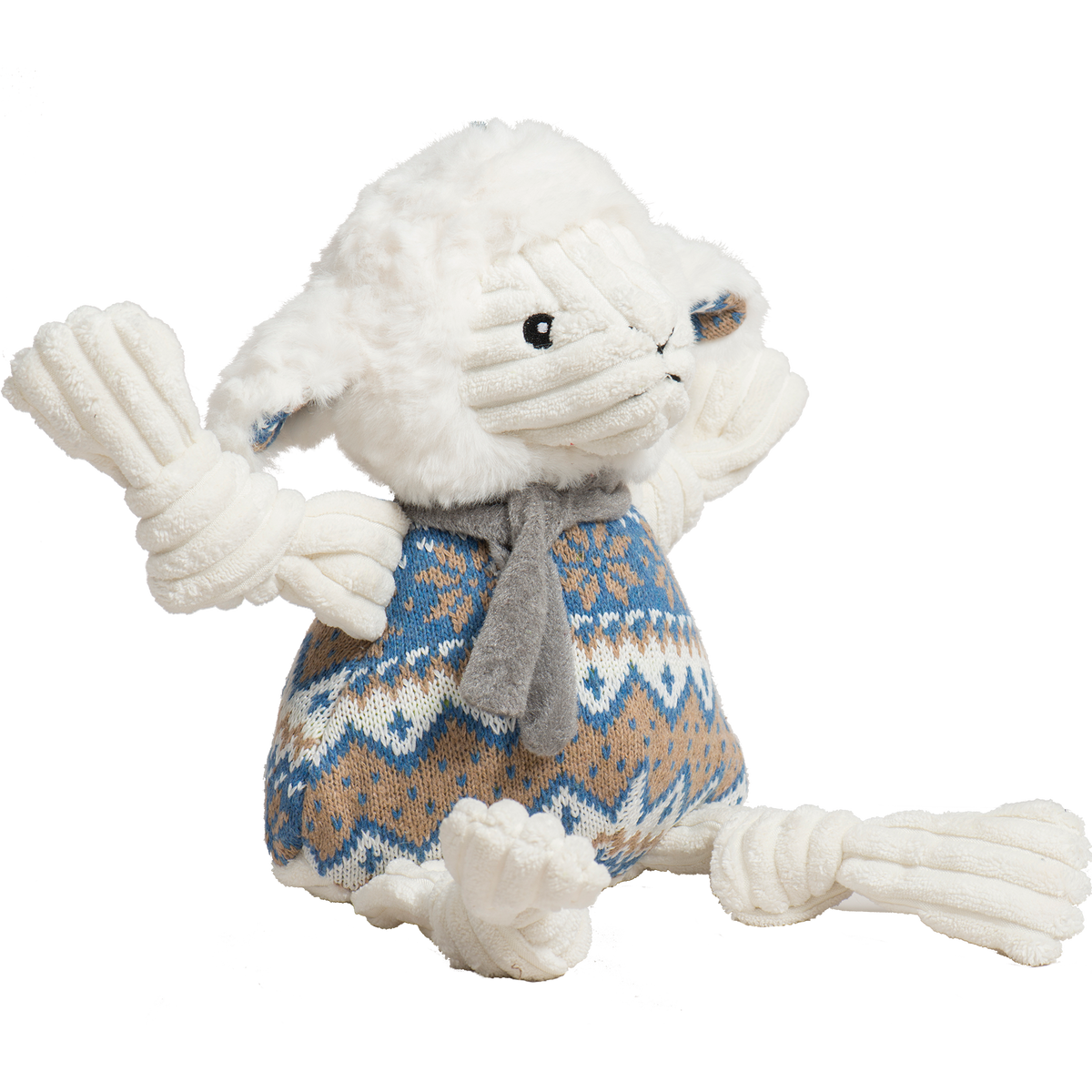 Leo Lamb Knottie® Plush Dog Toy – 5 Squeakers, Tuffut Technology®, Small & Large HuggleHounds