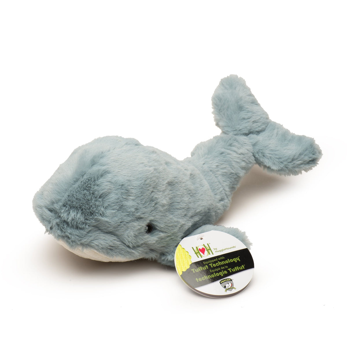 Mobie Whale Knottie® Plush Dog Toy – 2 Squeakers & Tuffut Technology®, Small & Large HuggleHounds