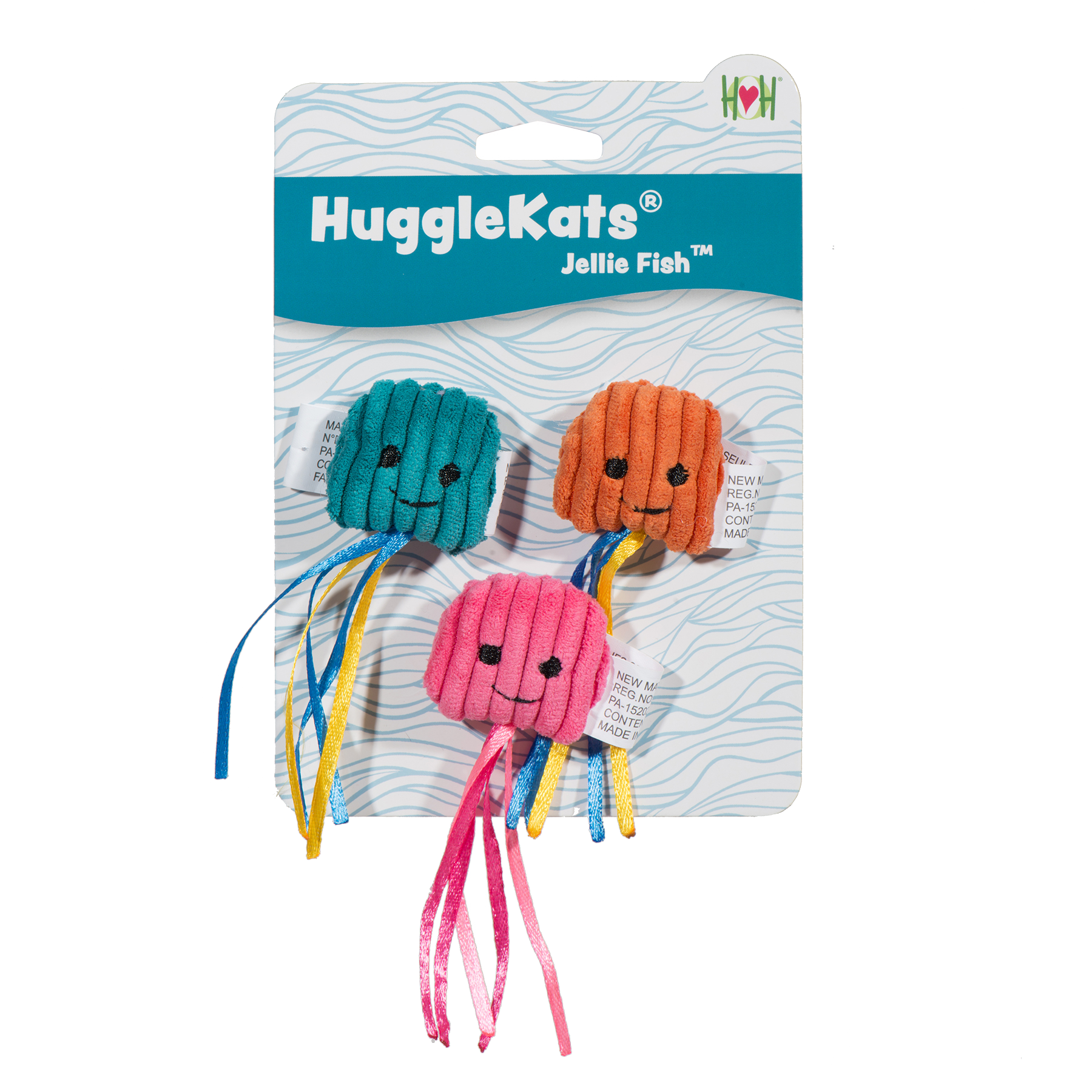 HuggleKats Jellie Fish cat toy set in packaging on a white background