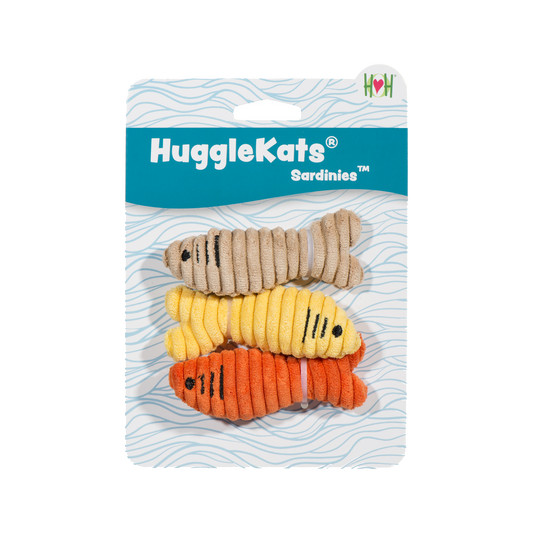 HuggleKats catnip toys in packaging on a white background