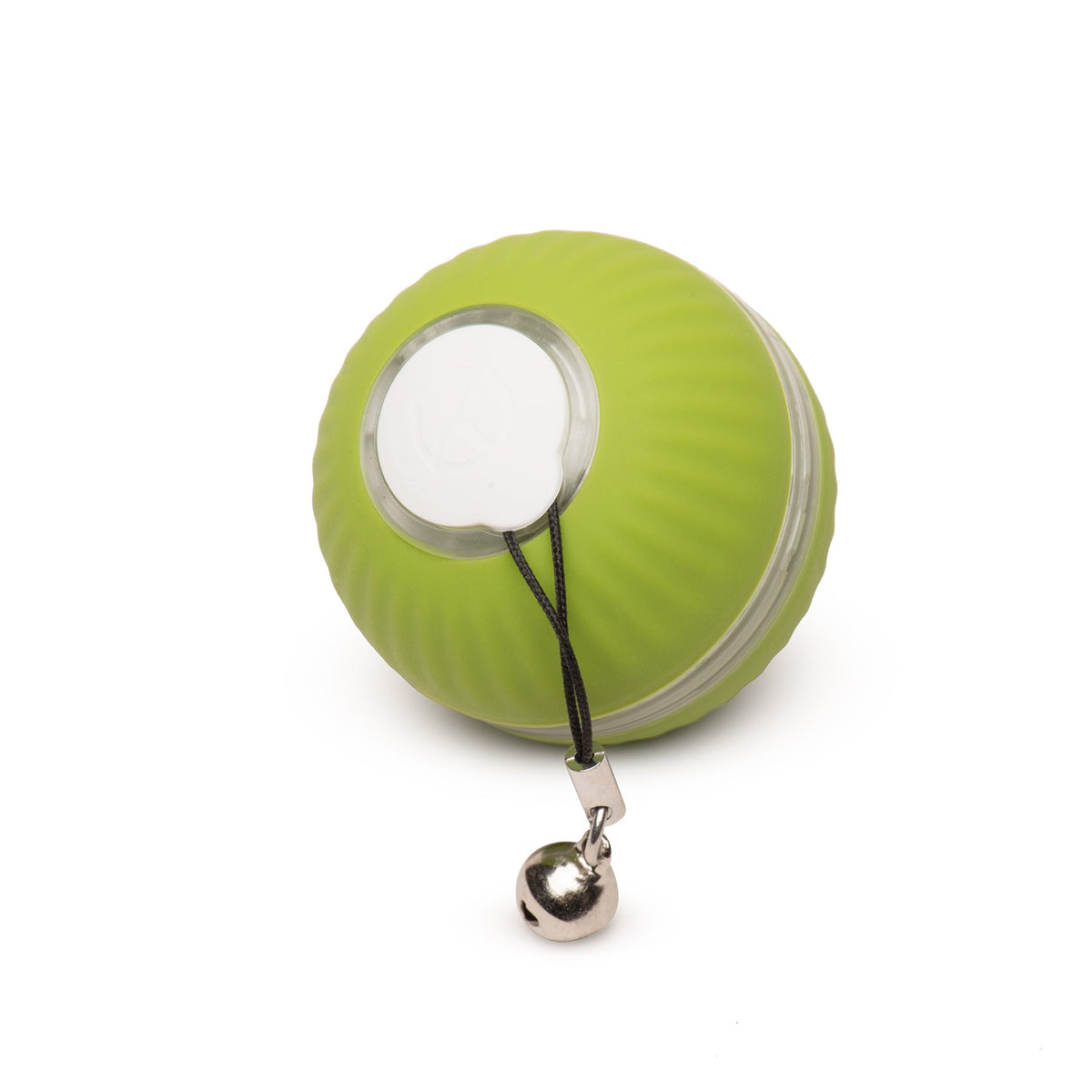 Green ball with a mirror and bell on a white background