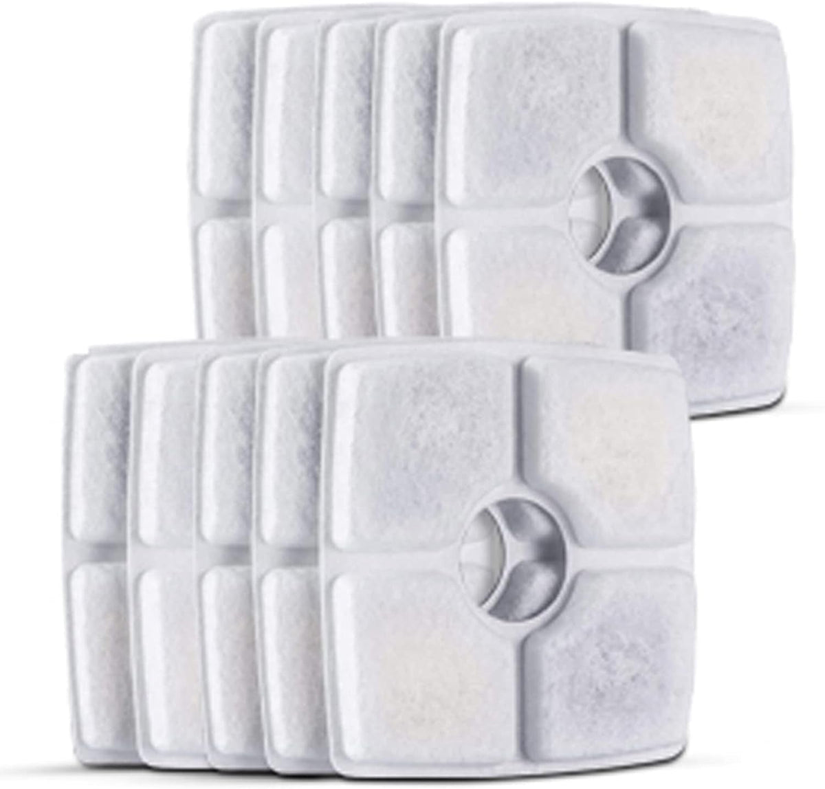 Cat Water Fountain Replacement Filters – 10-Pack with Triple Filtration for 84oz/2.5L Square Pet Fountains MJ's Pet Closet
