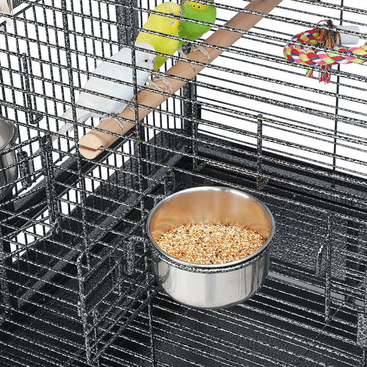 Yaheetech 68.5" Rolling Metal Parrot Cage – Large Bird Cage with Open Play Top, Perch & Feeding Bowls | Black MJ's Pet Closet