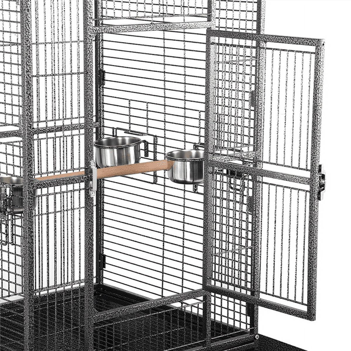 Yaheetech 68.5" Rolling Metal Parrot Cage – Large Bird Cage with Open Play Top, Perch & Feeding Bowls | Black MJ's Pet Closet