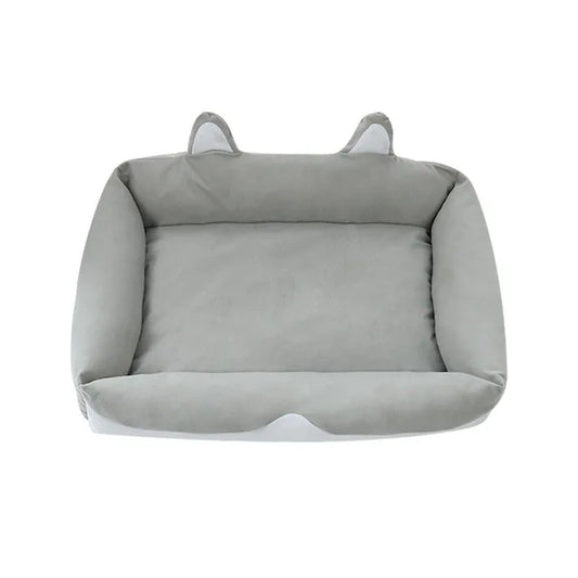 Gray pet bed with ears on a white background