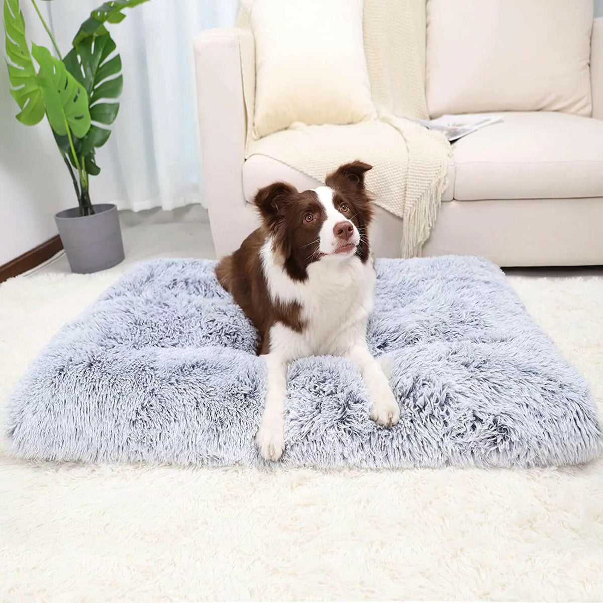 Large Anti-Anxiety Dog Bed Mat – Washable Faux Fur Plush with Non-Slip Base MJ's Pet Closet