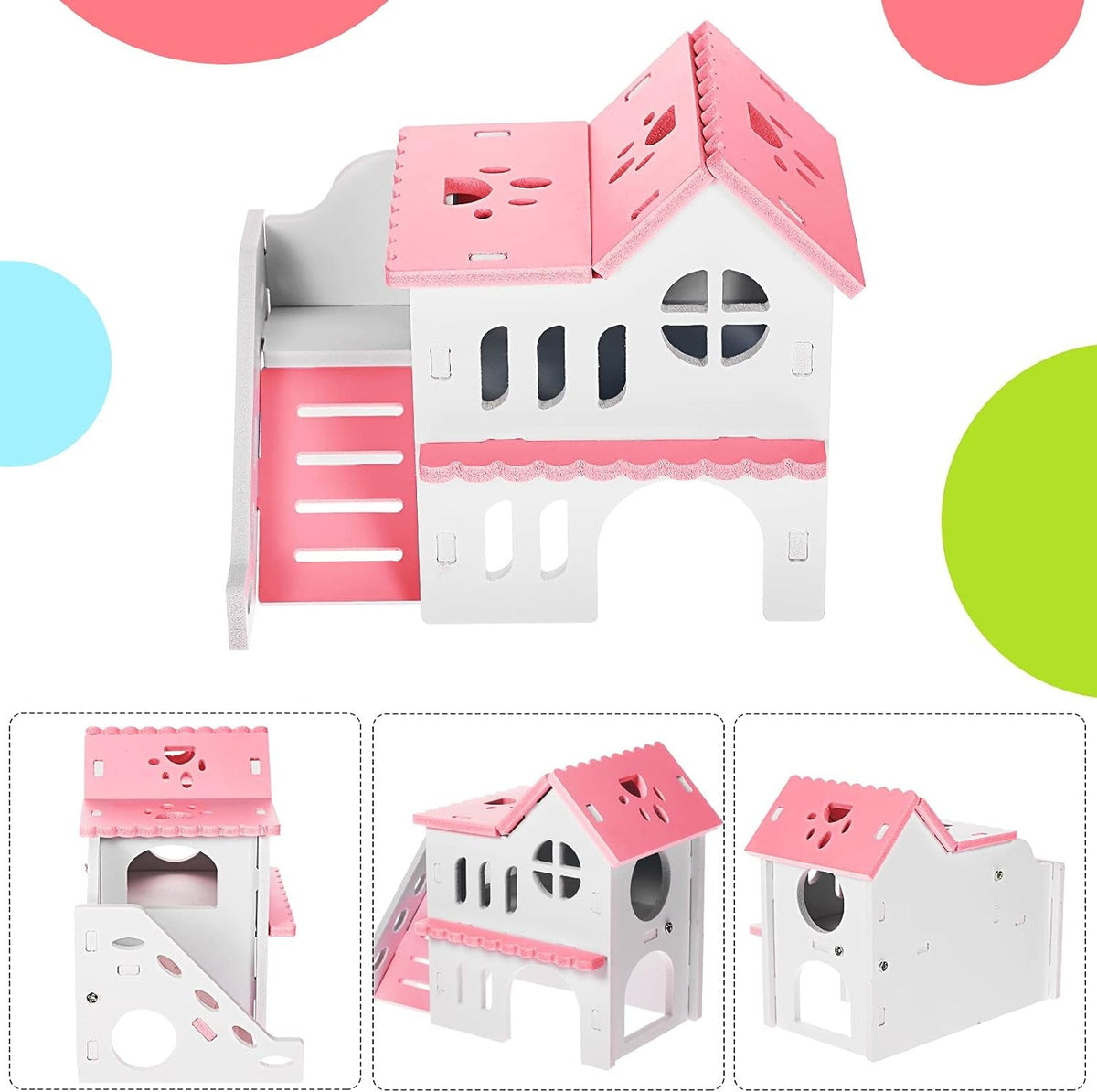 5-Piece Hamster Toy Set – House, Seesaw, Bridge, Swing & Exercise Circle MJ's Pet Closet