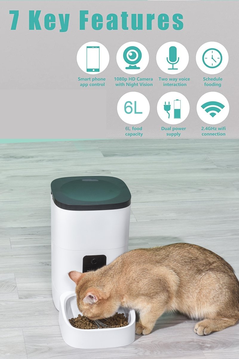 6L Automatic Pet Feeder with 1080P Camera, WiFi App Control & 2-Way Audio – Cats & Dogs MJ's Pet Closet