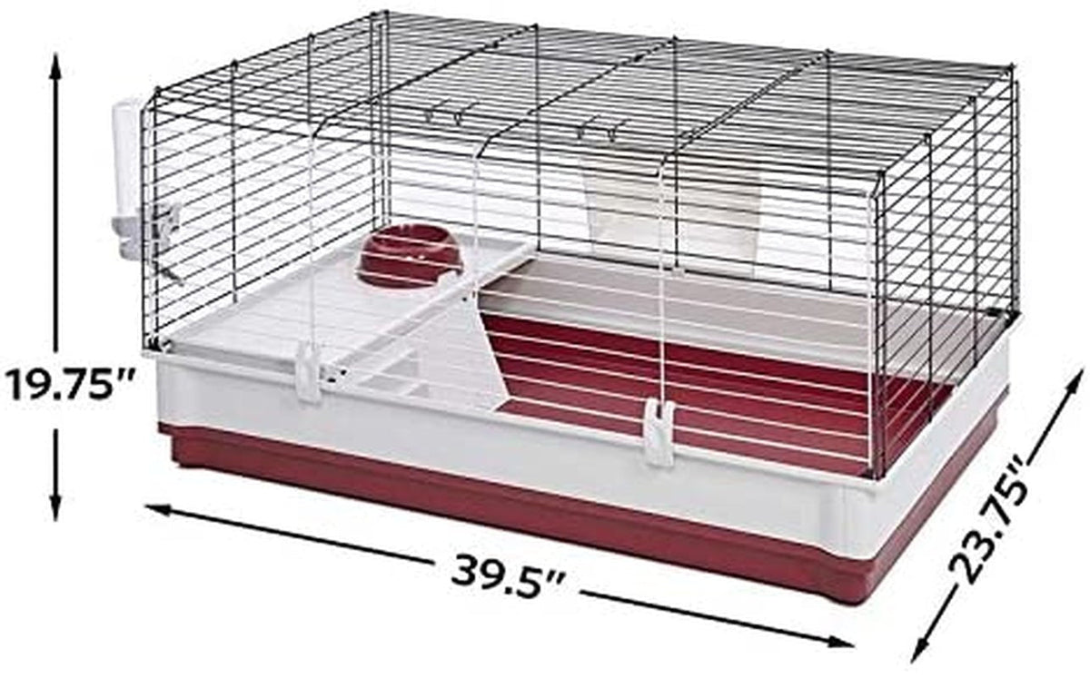 Pet cage with dimensions labeled on a white background