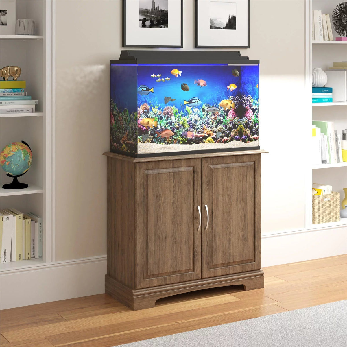 Ameriwood Home Alta Vista Aquarium Stand – Fits 29 to 37 Gallon Tanks, Up to 450 lbs | Medium Brown Woodgrain MJ's Pet Closet