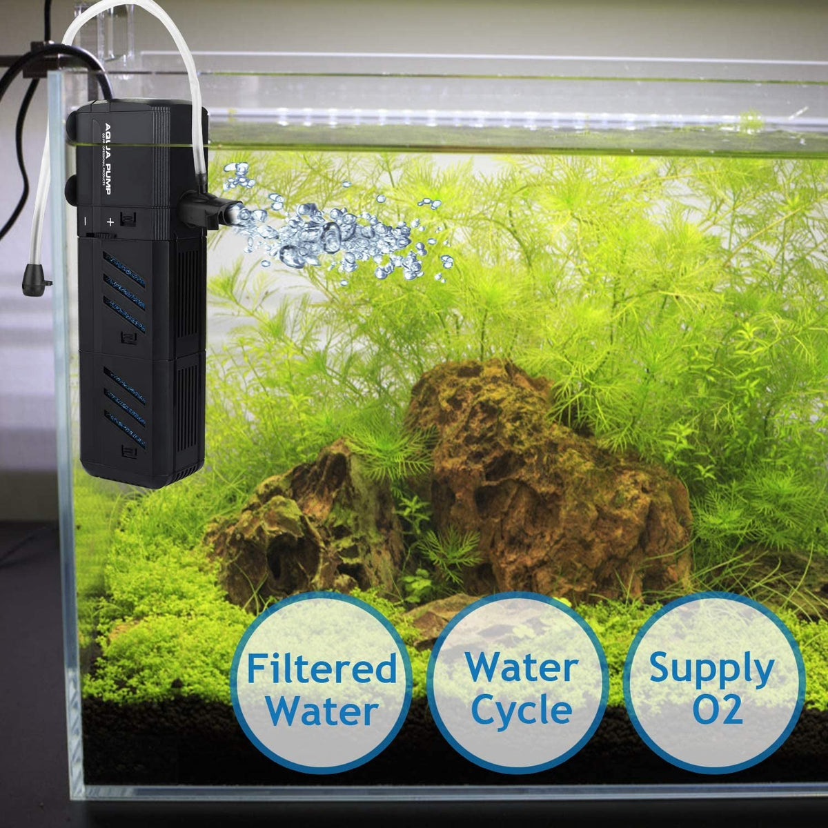 Submersible Aquarium Internal Filter – 8W 200GPH Adjustable Flow for 10–50 Gallon Fish Tanks | Multi-Stage Filtration | Ultra-Quiet MJ's Pet Closet