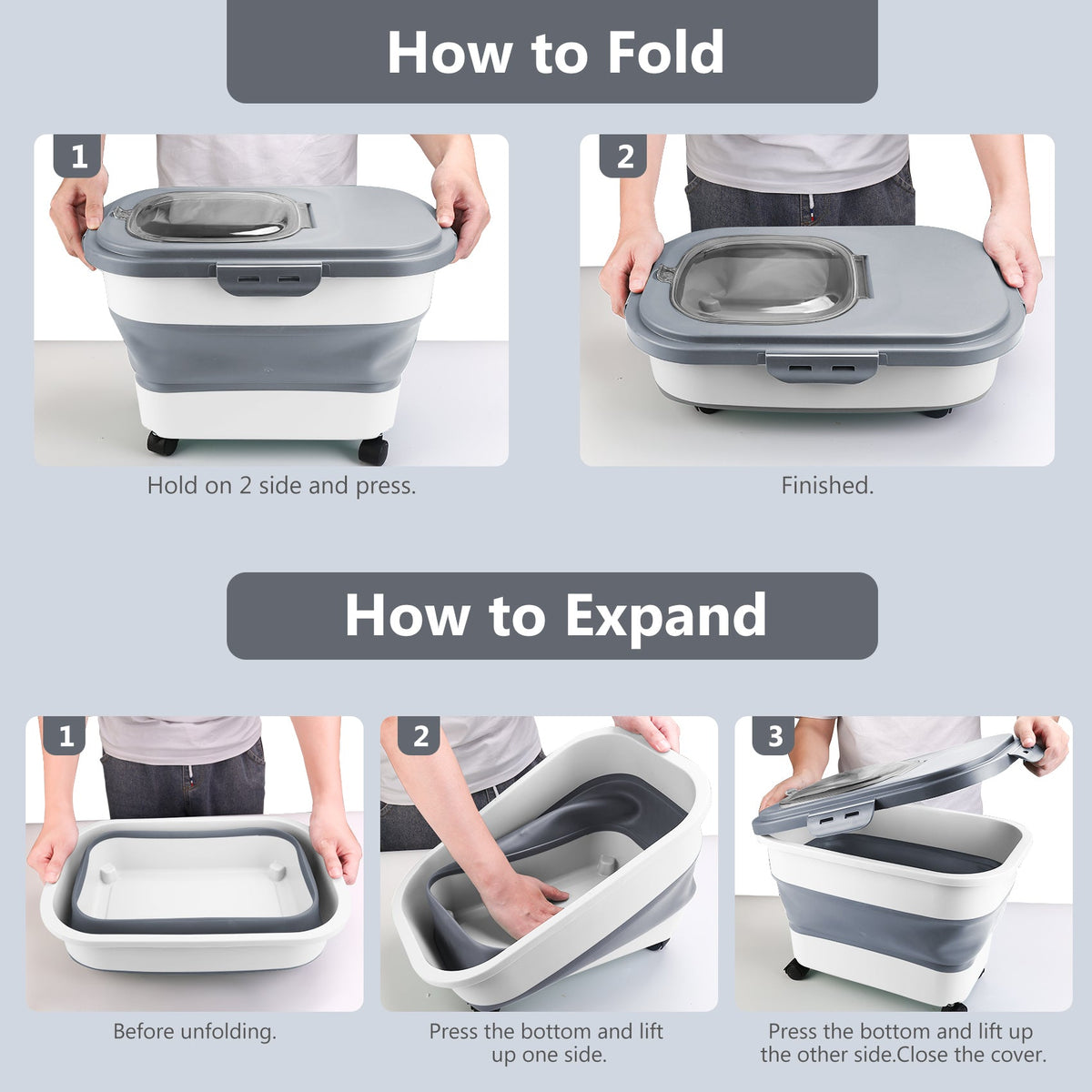 Collapsible Pet Food Container with Wheels – 20 Lb Capacity MJ's Pet Closet