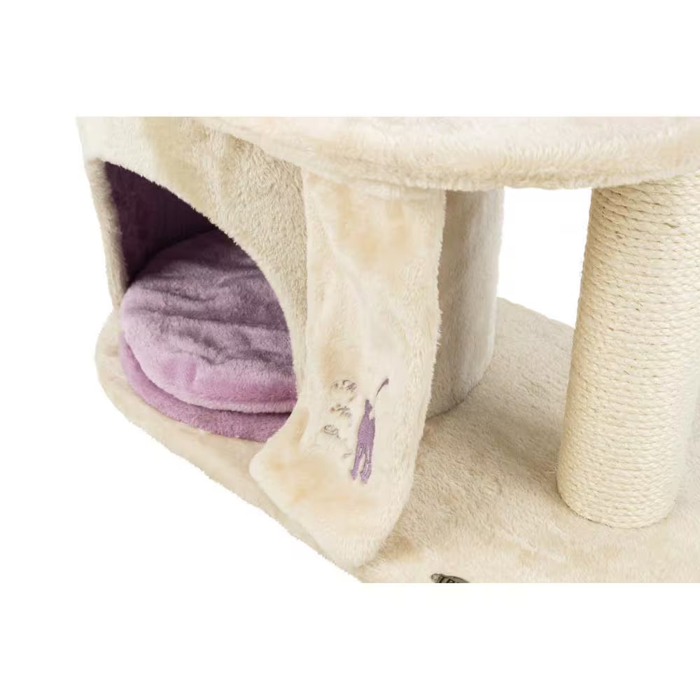 TRIXIE My Kitty Darling Cat Castle – Beige/Purple MJ's Pet Closet