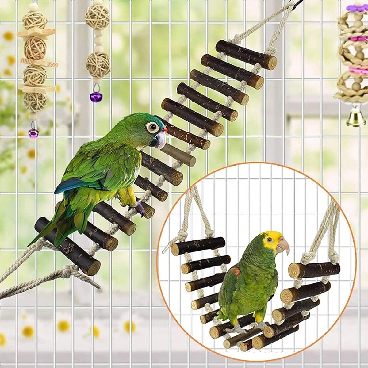 8-Piece Bird Toy Set – Perch, Ladder, Hammock, Swing & Chew Toys MJ's Pet Closet