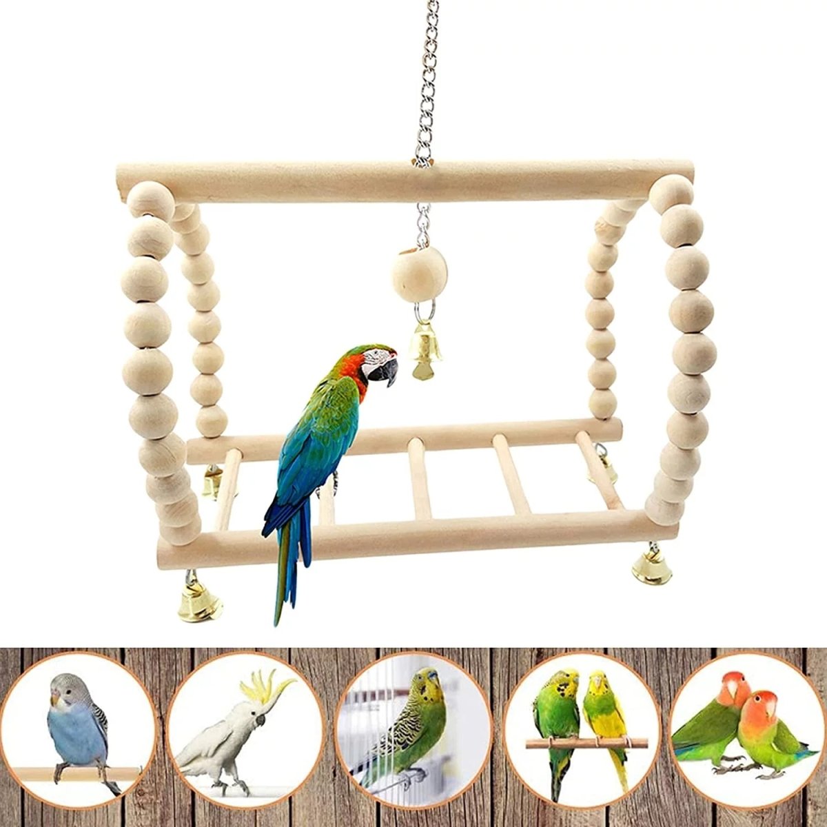 8-Piece Bird Toy Set – Perch, Ladder, Hammock, Swing & Chew Toys MJ's Pet Closet