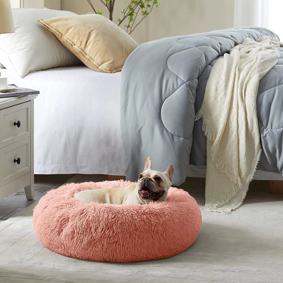 Calming Donut Pet Bed – Anti-Anxiety Round Plush Bed for Dogs & Cats MJ's Pet Closet