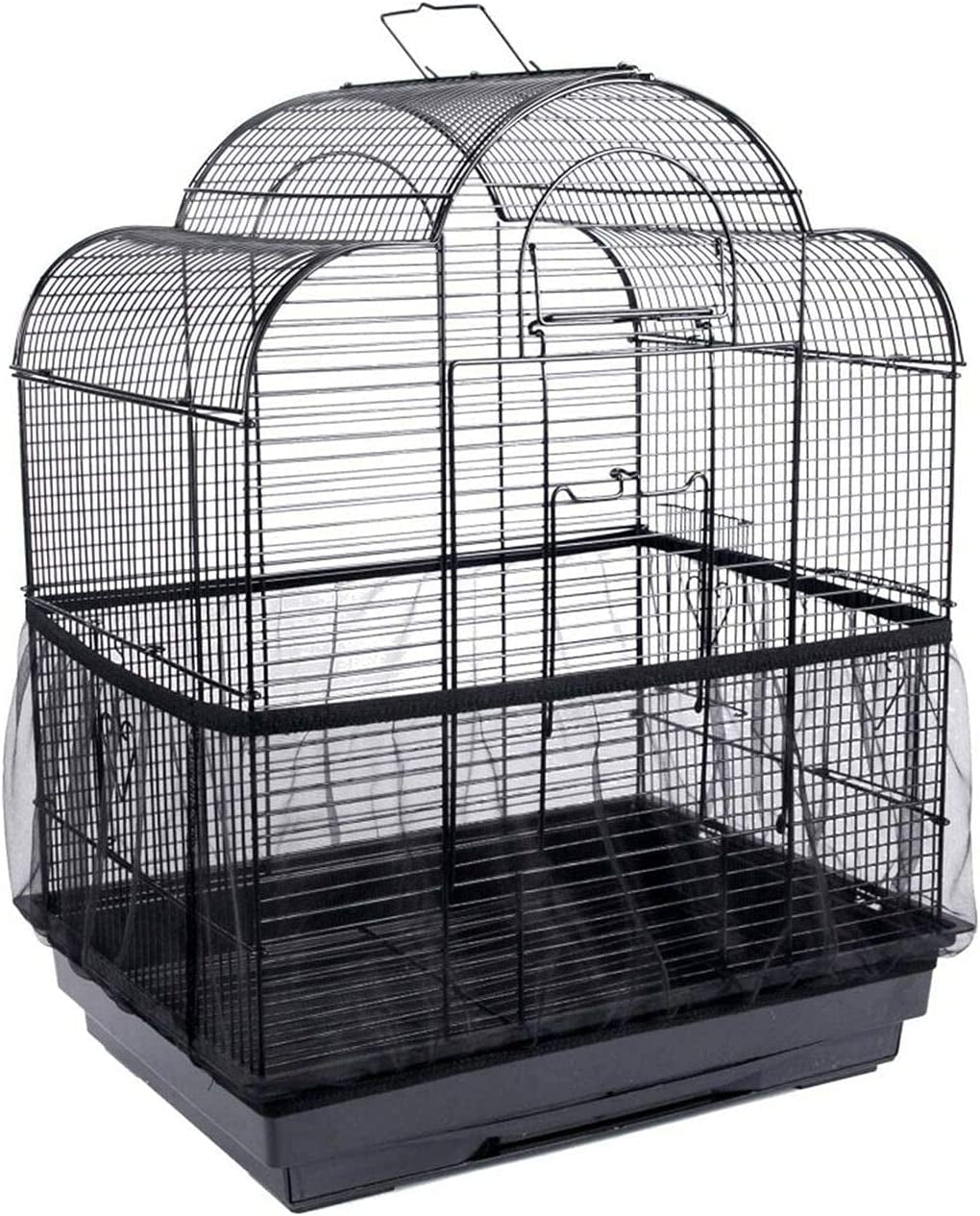 Universal Bird Cage Seed Catcher & Skirt | Nylon Mesh | Fits Cages Up to 90" | Machine Washable | Black MJ's Pet Closet