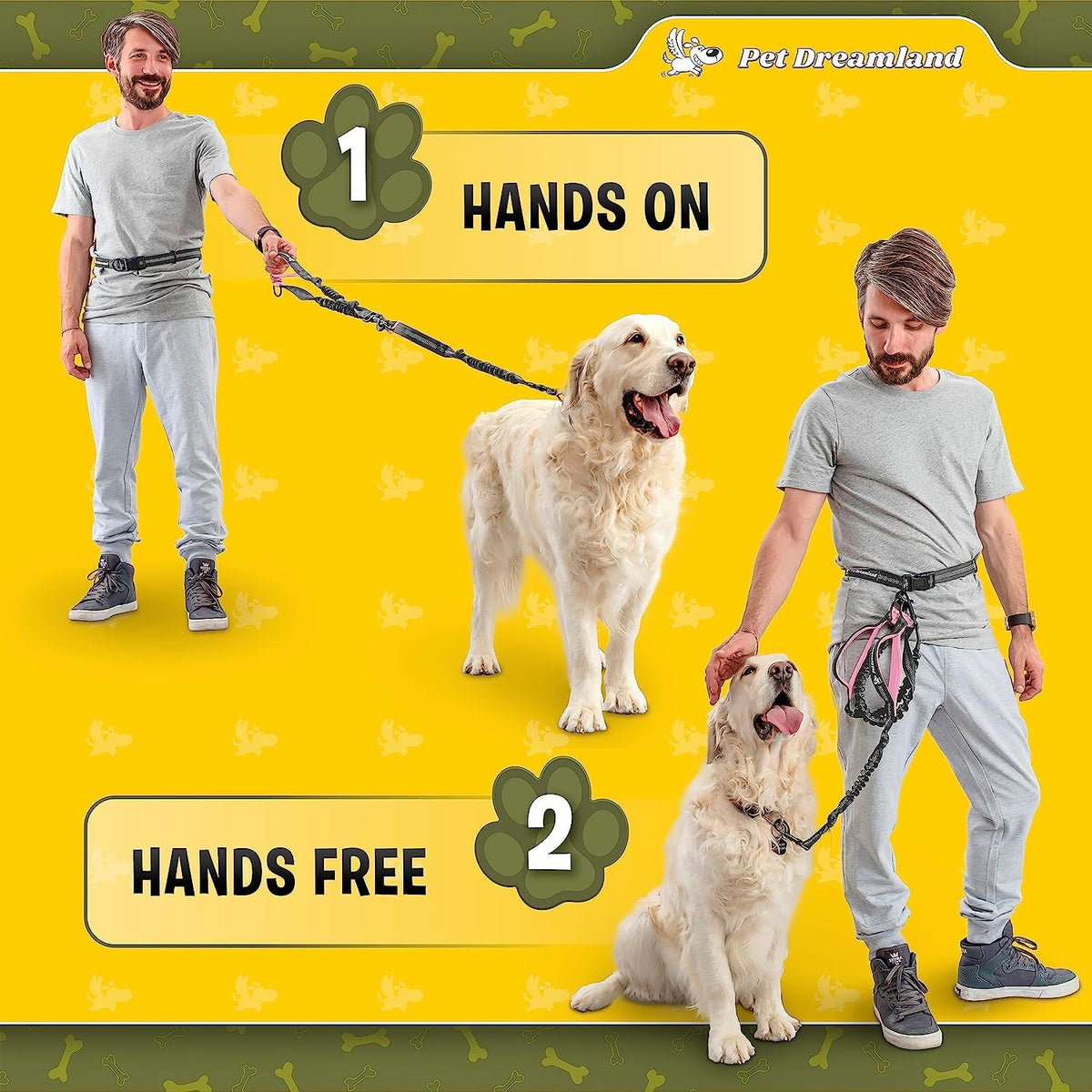 Hands-Free Dog Leash for Large Dogs – Bungee Waist Leash for Running, Hiking & Walking MJ's Pet Closet