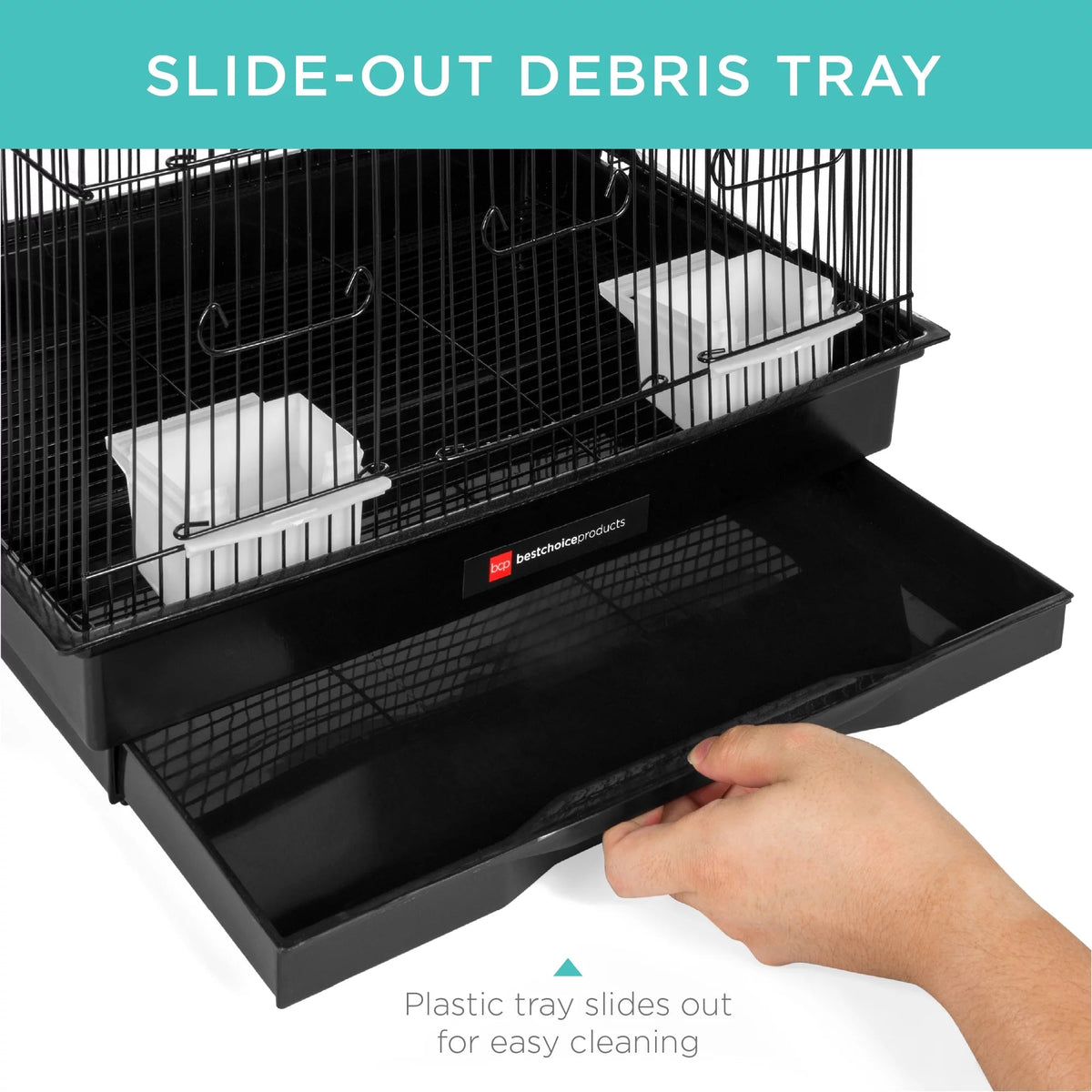 36" Indoor/Outdoor Iron Bird Cage | Toys, Perches & Feeder Doors Included | For Parakeets, Lovebirds, Cockatiels & Parrotlets | White MJ's Pet Closet