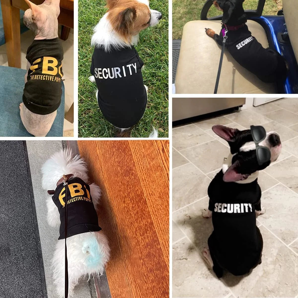 4-Pack Dog Shirts for Small Dogs – BOSS, FBI, K9 UNIT, SECURITY MJ's Pet Closet