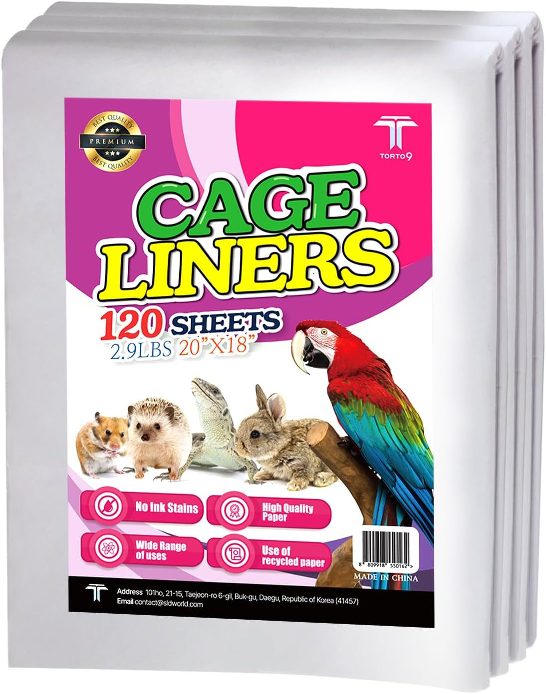 Bird Cage Liner Sheets Acid Free Non Toxic Paper Bedding 120Ct Wags & Whiskers Pet Supply