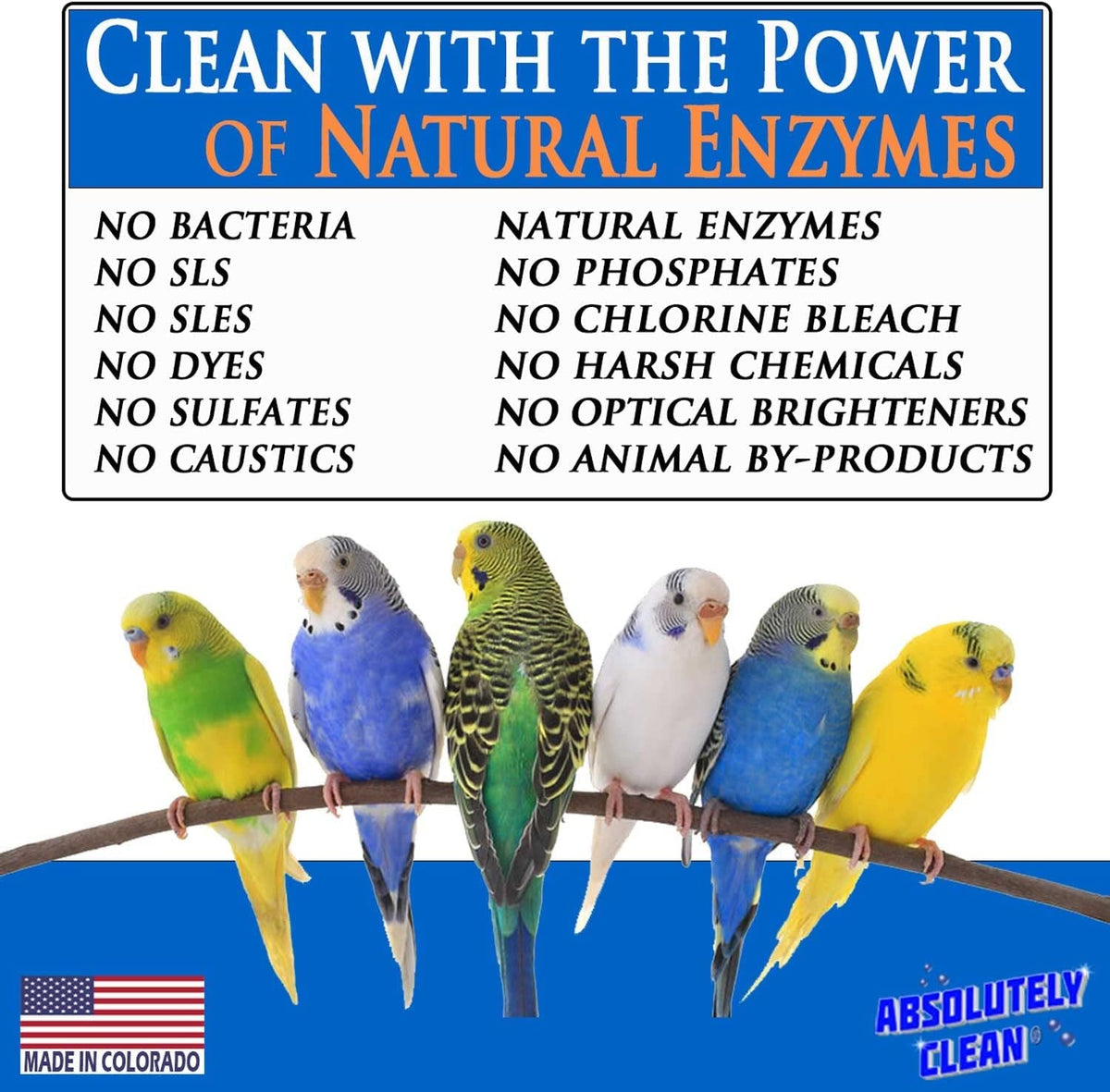 Absolutely Clean Bird Cage Cleaner & Deodorizer – 16oz Concentrate MJ's Pet Closet