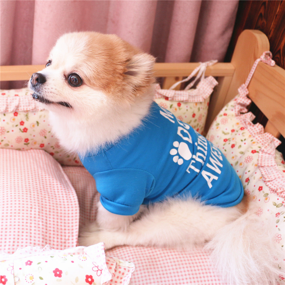 Summer Pet Vest | Lightweight Breathable Cotton Dog Shirt | Blue & White Pet Zen