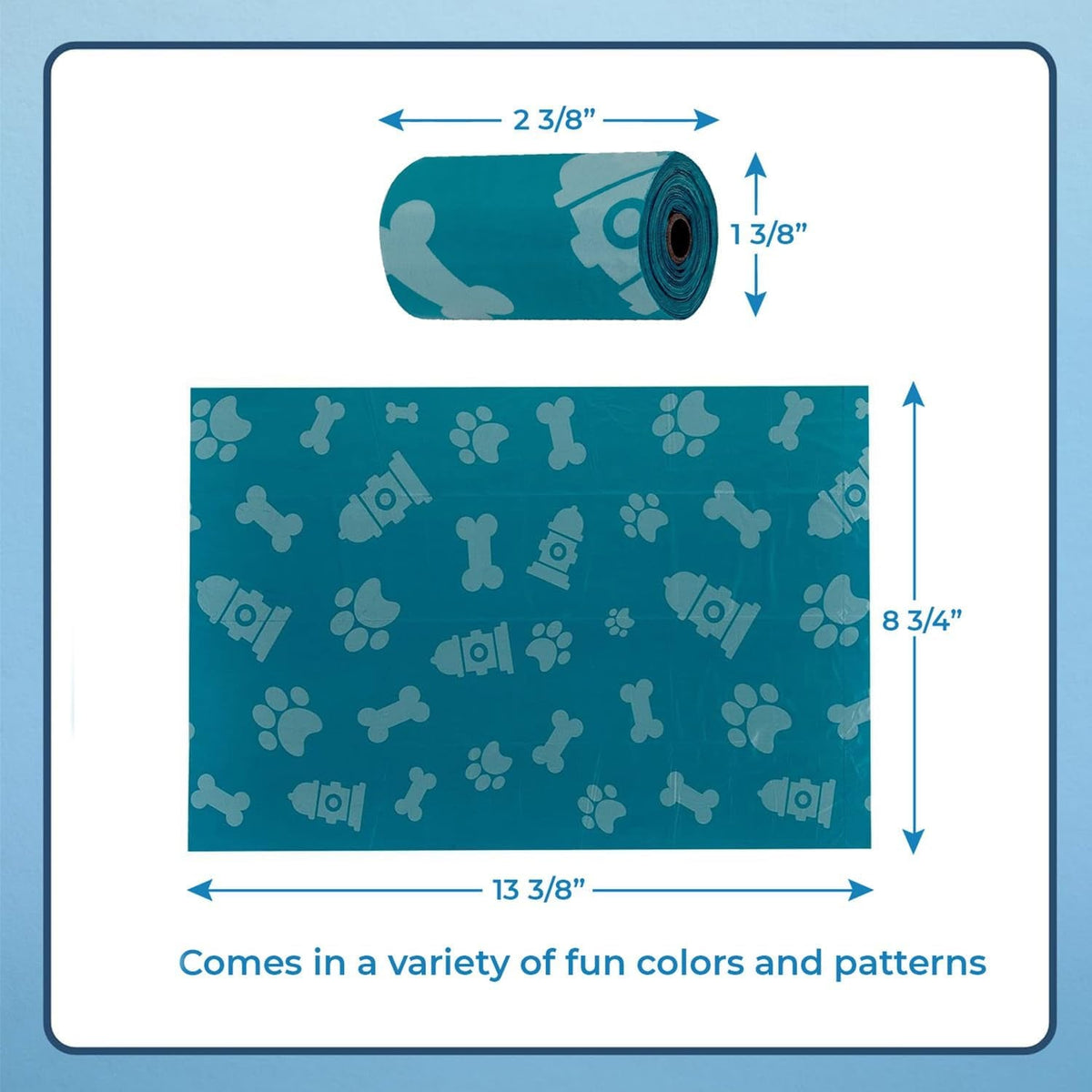 Dog Poop Bag Rolls – 360 Bags (24 Rolls x 15 Bags) Doggy Waste Bag Refill Pack | Turquoise MJ's Pet Closet