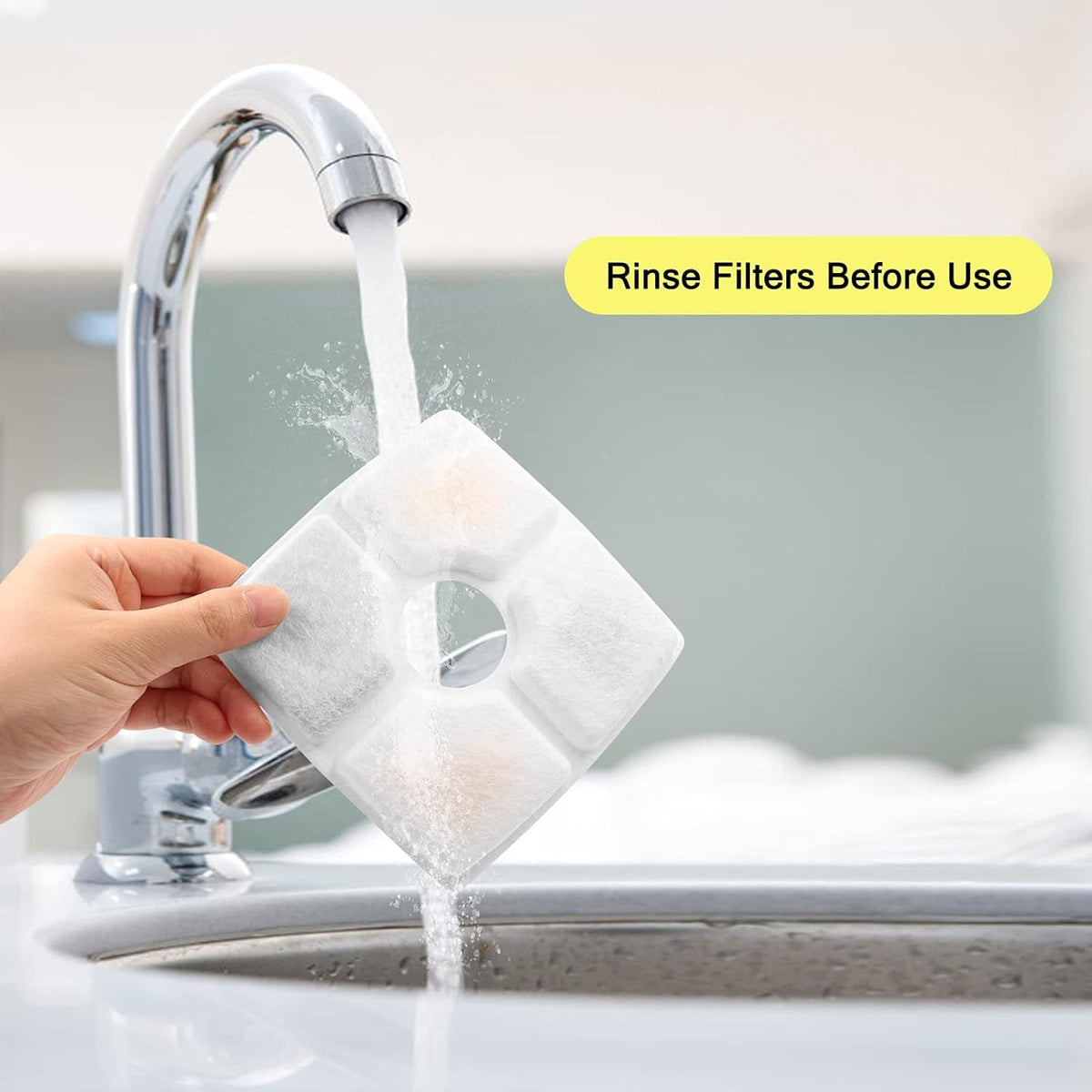 Cat Water Fountain Replacement Filters – 10-Pack with Triple Filtration for 84oz/2.5L Square Pet Fountains MJ's Pet Closet