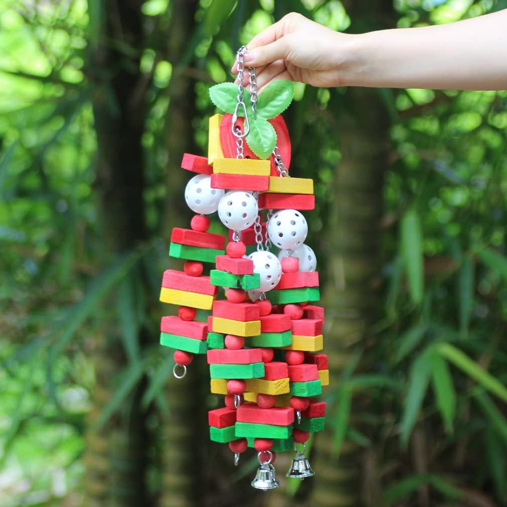 Kintor Large Parrot Chewing Toy – 22" Colorful Wood Block Cage Toy for Macaws, Cockatoos, African Grey & Amazon Parrots MJ's Pet Closet
