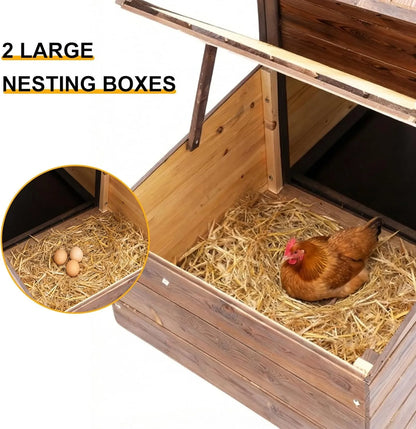 Chicken Coop with 2 Nesting Boxes, Large Outdoor Wooden House