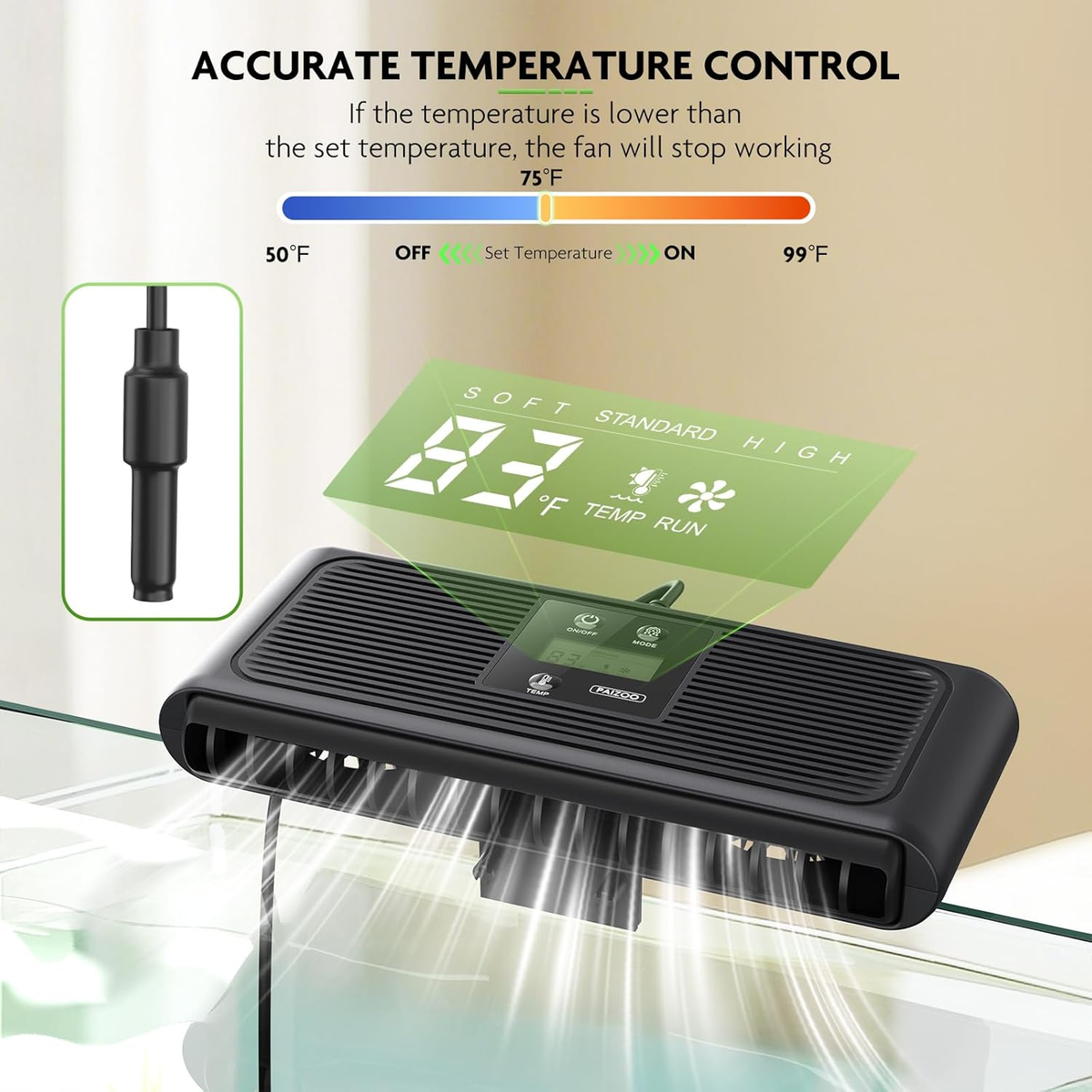 PAIZOO Aquarium Chiller Fan | Auto Temp Control, LCD Display, 3-Speed Cooler Wags & Whiskers Pet Supply