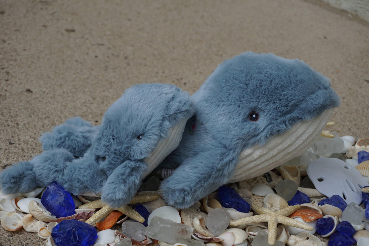 Mobie Whale Knottie® Plush Dog Toy – 2 Squeakers & Tuffut Technology®, Small & Large HuggleHounds