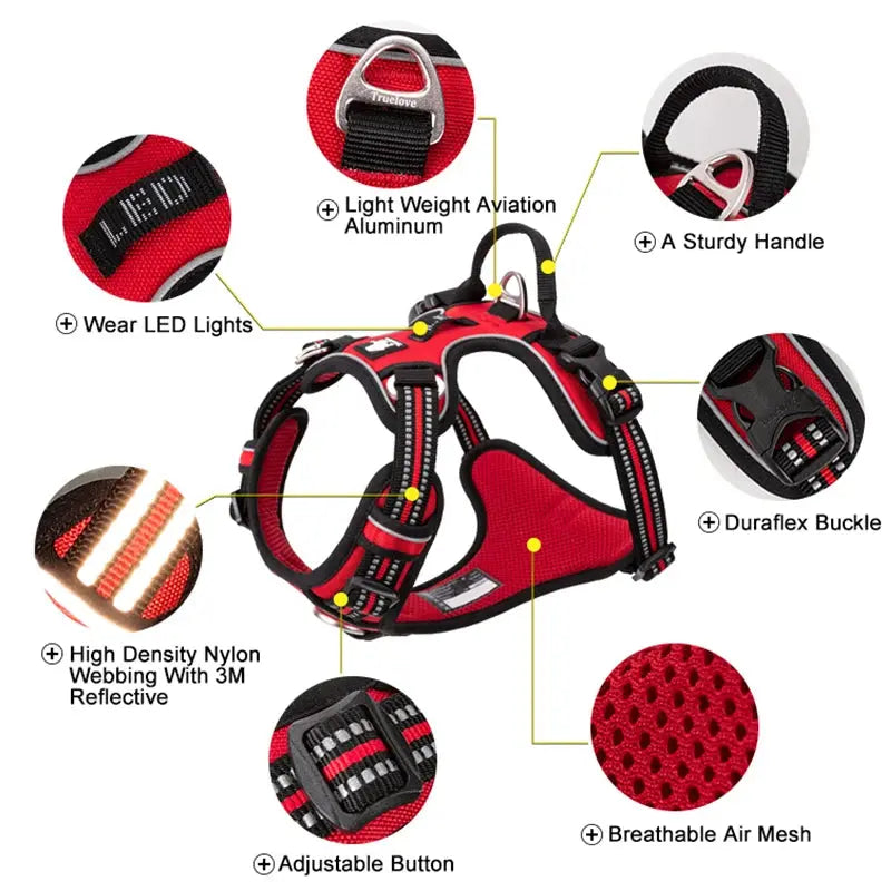 Truelove No-Pull Dog Harness | Reflective 3M Nylon | Breathable Mesh | Aviation Aluminum Hardware | XS–XL BigGrizCritterCorner